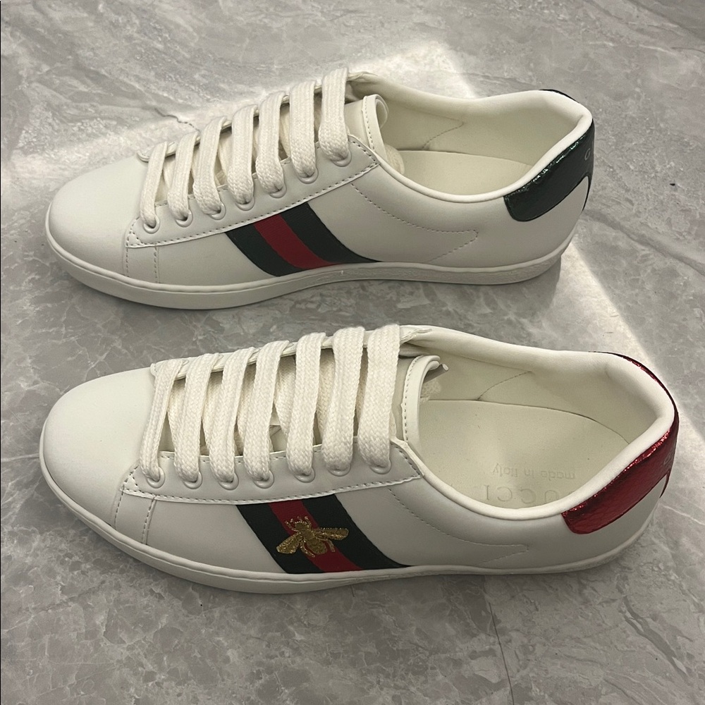 Gucci White Leather Platform Sneakers